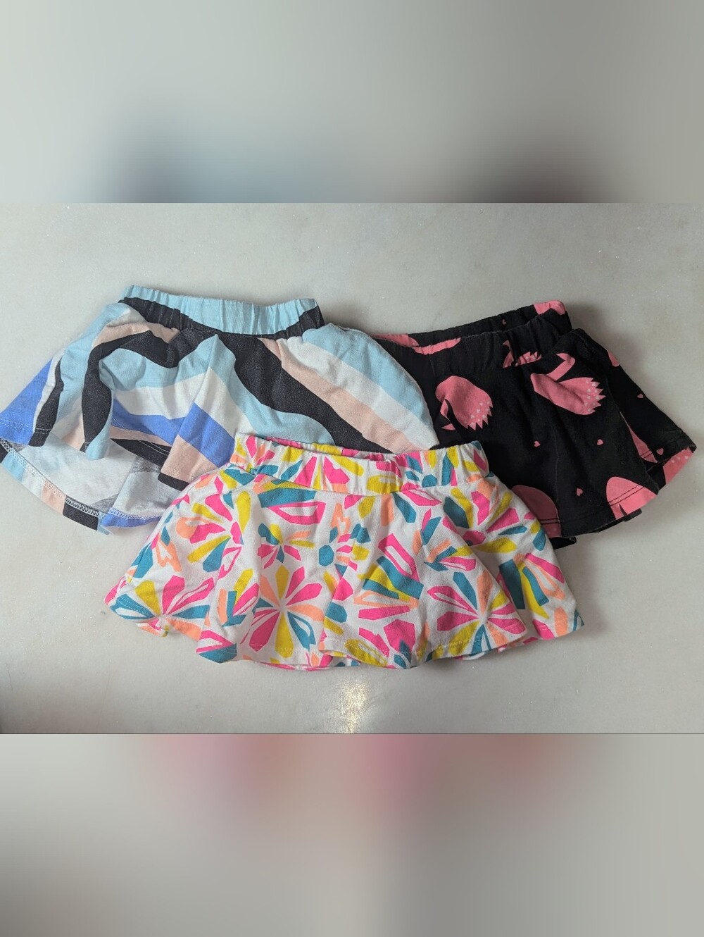 Adorable bundle of 3 Okie Dokie skorts in girls size 6 months